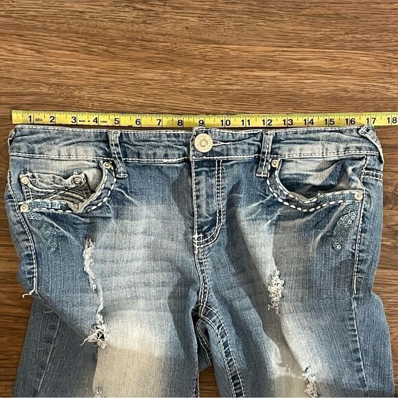 Twenty One Black Stretchy Distressed Regular Low-rise Slim Boot Jeans 15/16 - Picture 5 of 8